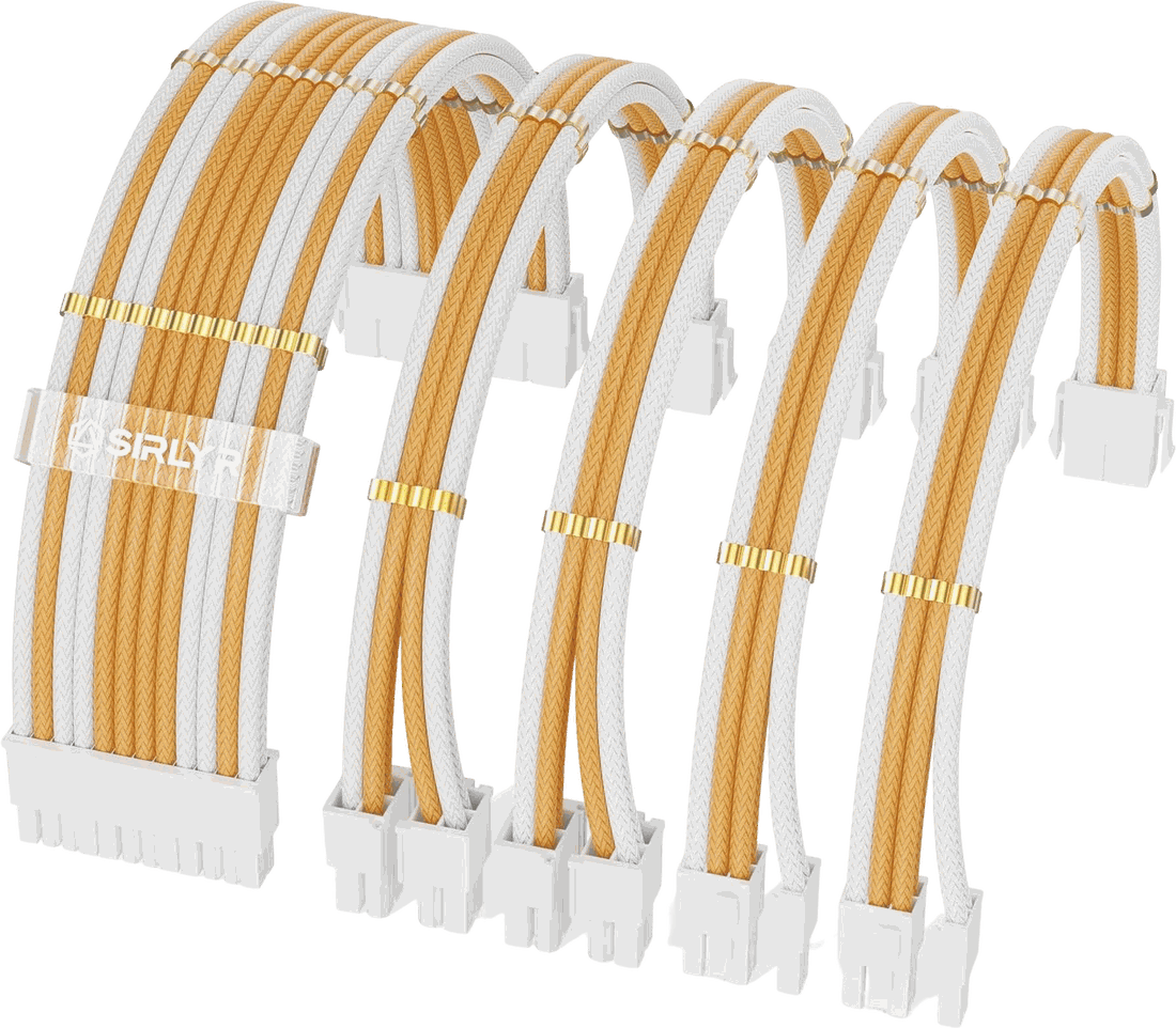 Sirlyr Sleeved Cable Extensions (White & Gold)